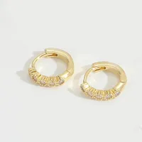 1 Pair Elegant Retro Vintage Style Twist Inlay Copper Zircon 14K Gold Plated Earrings sku image 1
