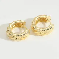 1 Pair Elegant Retro Vintage Style Twist Inlay Copper Zircon 14K Gold Plated Earrings sku image 3