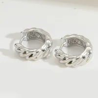 1 Pair Elegant Retro Vintage Style Twist Inlay Copper Zircon 14K Gold Plated Earrings sku image 4