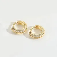 1 Pair Elegant Retro Vintage Style Twist Inlay Copper Zircon 14K Gold Plated Earrings sku image 5