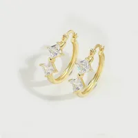1 Pair Elegant Retro Vintage Style Round Inlay Copper Zircon 14K Gold Plated Earrings sku image 1