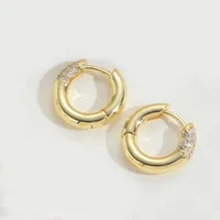 1 Pair Elegant Retro Vintage Style Round Inlay Copper Zircon 14K Gold Plated Earrings sku image 4