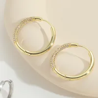 1 Pair Elegant Retro Vintage Style Round Inlay Copper Zircon 14K Gold Plated Earrings sku image 5
