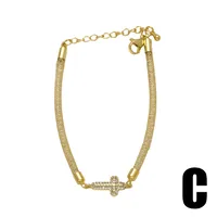 Elegant Simple Style Streetwear Cross Copper Inlay Zircon 18K Gold Plated Unisex Bracelets main image 7