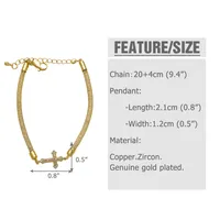 Elegant Simple Style Streetwear Cross Copper Inlay Zircon 18K Gold Plated Unisex Bracelets main image 2
