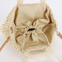 Women's Medium Paper Solid Color Vacation Weave Square String Straw Bag main image 5