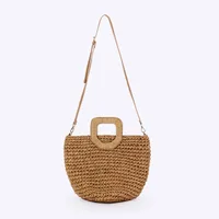 Women's Medium Paper Solid Color Vacation Weave Square String Straw Bag sku image 2