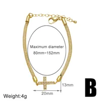 Elegant Simple Style Streetwear Cross Copper Inlay Zircon 18K Gold Plated Unisex Bracelets sku image 2
