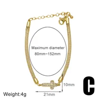 Elegant Simple Style Streetwear Cross Copper Inlay Zircon 18K Gold Plated Unisex Bracelets sku image 3