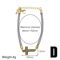 Elegant Simple Style Streetwear Cross Copper Inlay Zircon 18K Gold Plated Unisex Bracelets sku image 4