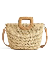 Women's Large Straw Solid Color Vacation Streetwear Square Zipper Straw Bag main image 1