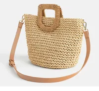 Women's Large Straw Solid Color Vacation Streetwear Square Zipper Straw Bag main image 3
