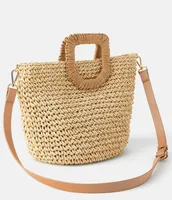 Women's Large Straw Solid Color Vacation Streetwear Square Zipper Straw Bag sku image 2