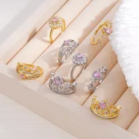 Glam Shiny Crown Copper Plating Women's Open Rings main image 1