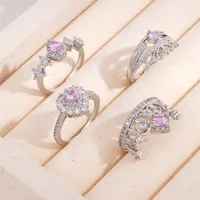 Glam Shiny Crown Copper Plating Women's Open Rings main image 3