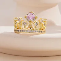 Glam Shiny Crown Copper Plating Women's Open Rings sku image 1