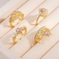 Glam Shiny Crown Copper Plating Women's Open Rings main image 4