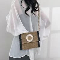 Women's Medium Braid Solid Color Vacation Square Flip Cover Crossbody Bag main image 1