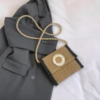 Women's Medium Braid Solid Color Vacation Square Flip Cover Crossbody Bag sku image 1