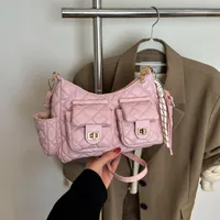 Women's Medium Pu Leather Solid Color Streetwear Square Zipper Underarm Bag main image 3