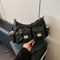 Women's Medium Pu Leather Solid Color Streetwear Square Zipper Underarm Bag sku image 6