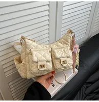 Women's Medium Pu Leather Solid Color Streetwear Square Zipper Underarm Bag sku image 3