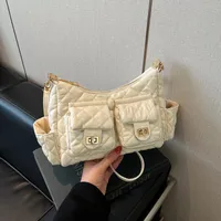 Women's Medium Pu Leather Solid Color Streetwear Square Zipper Underarm Bag sku image 1