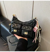 Women's Medium Pu Leather Solid Color Streetwear Square Zipper Underarm Bag sku image 2