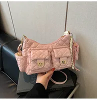 Women's Medium Pu Leather Solid Color Streetwear Square Zipper Underarm Bag sku image 5