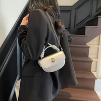 Women's Small Pu Leather Solid Color Streetwear Semicircle Flip Cover Saddle Bag main image 5