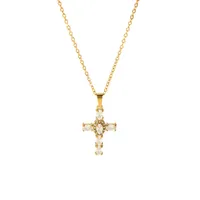Vintage Style Classic Style Cross 304 Stainless Steel 18K Gold Plated Women's Earrings Necklace sku image 3