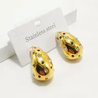 1 Pair Luxurious Queen Water Droplets 304 Stainless Steel 18K Gold Plated Ear Studs main image 6