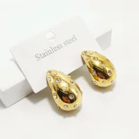 1 Pair Luxurious Queen Water Droplets 304 Stainless Steel 18K Gold Plated Ear Studs main image 4