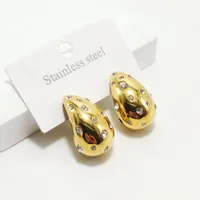 1 Pair Luxurious Queen Water Droplets 304 Stainless Steel 18K Gold Plated Ear Studs main image 5