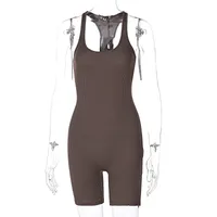Women's Adults Sleeveless Bodysuits European And American Wind Streetwear Solid Color sku image 11