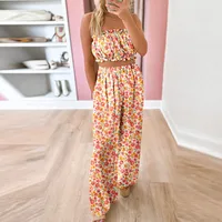 Daily Selfie Women's Vintage Style Bohemian Plant Flowers Polyester Pant Co-ord Set Shorts Sets main image 1
