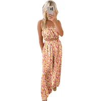 Daily Selfie Women's Vintage Style Bohemian Plant Flowers Polyester Pant Co-ord Set Shorts Sets main image 3