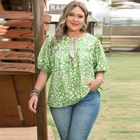 T-shirt Half Sleeve Plus Size Tops Sweet Artistic Geometric main image 1
