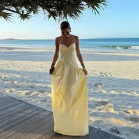 Women's A- Line Skirt Elegant European And American Wind Streetwear Strap Sleeveless Solid Color Maxi Long Dress Casual Banquet Street main image 1