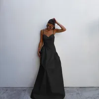 Women's A- Line Skirt Elegant European And American Wind Streetwear Strap Sleeveless Solid Color Maxi Long Dress Casual Banquet Street sku image 3