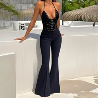 Women's Weekend Date Sexy Simple Style Classic Style Solid Color Full Length Jumpsuits main image 2