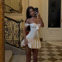Women's A- Line Skirt Elegant European And American Wind Streetwear Strapless Pleated Sleeveless Solid Color Bow Knot Above Knee Casual Banquet Daily main image 4
