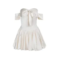 Women's A- Line Skirt Elegant European And American Wind Streetwear Strapless Pleated Sleeveless Solid Color Bow Knot Above Knee Casual Banquet Daily main image 5