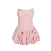 Women's A- Line Skirt European And American Wind Streetwear Strapless Sleeveless Solid Color Above Knee Banquet Daily main image 5