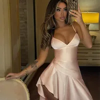 Women's Strap Dress Slit Dress Elegant Streetwear Strap Lettuce Trim Sleeveless Solid Color Maxi Long Dress Outdoor Beach main image 1