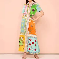Women's Sheath Dress Elegant Vacation Streetwear Turndown Short Sleeve Printing Maxi Long Dress Holiday Daily main image 2
