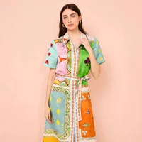 Women's Sheath Dress Elegant Vacation Streetwear Turndown Short Sleeve Printing Maxi Long Dress Holiday Daily main image 5