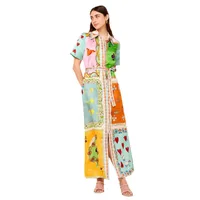 Women's Sheath Dress Elegant Vacation Streetwear Turndown Short Sleeve Printing Maxi Long Dress Holiday Daily main image 4
