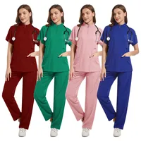 Sterile Operating Room Zipped Stand Collar Lab Coat Hand Washing Suit Straight-Leg Pants Solid Color Doctor Nurse Work Clothes main image 2