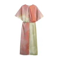 Wholesale Women's Elegant Vacation Color Block Gradient Color Casual Holiday Tea Party Round Neck Half Sleeve Sheath Dress main image 3